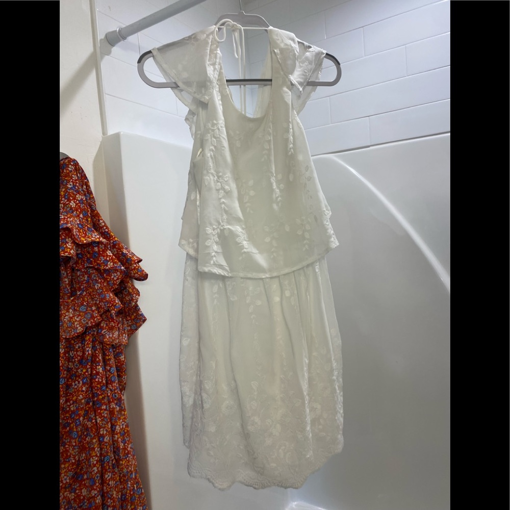 White lace dress with cutout back